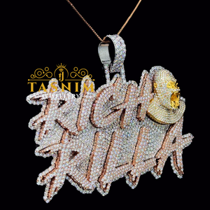 TASMIN JEWELRY Iced VVS Moissanite Diamant-Buchstabenanhänger im Rich Rilla Stil, Hip-Hop Micro-Insert Charm - Product Image 2