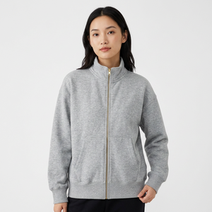 Chaqueta de Forro Polar Fino Gris para Hombre con Cierre Frontal, Logotipo, Cuello Cuadrado, Estilo Casual, Corte Holgado, para Otoño, Material de Algodón - Product Image 6