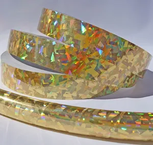 Gold Crystal Holographic Confetti Decorative Adhesive Tape Iridescent Sparkle Craft Tape for Gift Wrap Scrapbooking Packaging - Product Image 3