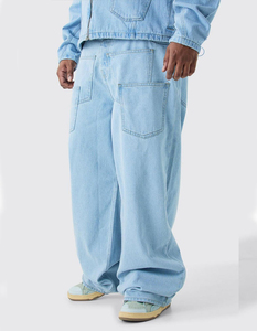 Jeans Streetwear Homme Coupe Droite Ample Jambe Large Écologique Logo Personnalisé Délavé Coupe Oversize Hiver Automne - Product Image 1