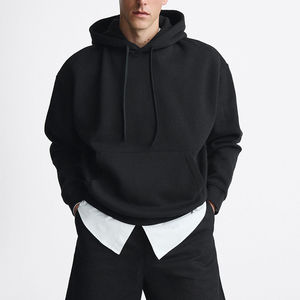 Sweat à capuche en molleton français pour homme, personnalisé avec logo, en polyester/coton épais, coupe oversize, couleur unie, style urbain, ODM pour l'hiver - Product Image 2