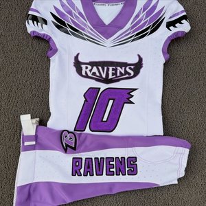 Conjunto de Uniforme de Fútbol Americano Juvenil Rexfit, Blanco y Morado Sublimado, Cuello en V, Manga Corta, Malla Transpirable para Niños - Product Image 2