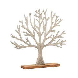 Centre de table de Noël écologique en aluminium et bois, présentant un décor raffiné pour les fêtes, avec un pin décoratif sculpté - Product Image 4