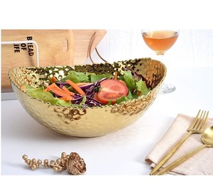 ชามเสิร์ฟทองเหลืองดีไซน์เฉพาะจากผู้ผลิต OEM สำหรับใช้ในครัวเรือน รับประทานอาหาร และเป็นของขวัญตกแต่งงานแต่งงาน - Product Image 1