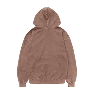 เสื้อฮู้ดดี้สีน้ำตาลมอคค่า ล้างสีแบบแอซิดวอช สไตล์เรโทร สตรีทแวร์ ผ้าฝ้ายเนื้อหนา ทรงโอเวอร์ไซส์  ตกแต่งแบบดิสเทรส - Product Image 2