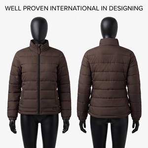 Blouson Bomber Horizontal Matelassé en Nylon Imperméable Marron Chocolat 380 GSM Premium, Camouflage Unisexe, Impression par Décharge pour le Printemps - Product Image 5