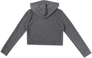 Wholesale Women <b>Zip</b> <b>up</b> <b>Cropped</b> Hoodie Long Sleeve Hooded Athletic Short Sweatshirt Top <b>Cropped</b> Hoodie with Pockets - Product Image 2
