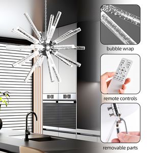 Lampadario a LED moderno a 24 luci con pendente geometrico di metà secolo Sputnik Design per sala da pranzo o cucina - Product Image 3