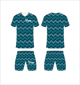 Conjunto de Uniforme de Fútbol Sublimado Personalizado, Patrón Zigzag Verde Azulado, Transpirable, de Secado Rápido, Jersey de Fútbol para Equipo, Pantalones Cortos, para Hombres, Niños y Jóvenes - Product Image 1