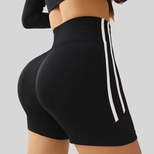 Shorts de sport taille haute pour femmes, personnalisables en gros, séchage rapide, respirants, effet lavé, écologiques, sans couture frontale, effet galbant fessier, pour gym et yoga - Product Image 5