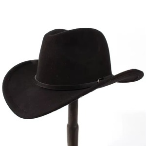 Chapeau de cowboy en feutre de laine avec bande en cuir brodée, couronne conique réglable, idéal pour l'hiver, les voyages, les activités de plein air, écologique, léger et élégant - Product Image 2