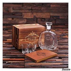 Caja de Regalo de Madera Rectangular Ecológica Personalizada para Vasos de Whisky |   Diseño Moderno |   Exhibidor de Mesa |   Regalo de Cumpleaños o Aniversario | - Product Image 1