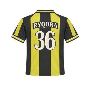 Ensemble d'uniformes de football unisexes rayés avec col rabattable, maillot et short assortis, kit d'équipe par sublimation, séchage rapide, taille élastique, respirant - Product Image 4