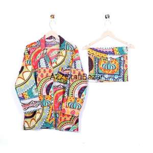 Conjunto de Pijama Bohemio con Estampado Floral 100% Algodón Transpirable y Suave para Mujer, Cintura Elástica, Top y Pantalón de Manga Larga - Product Image 2