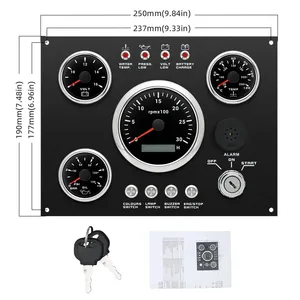 Tableau de <span class=keywords><strong>bord</strong></span> <span class=keywords><strong>d</strong></span>'instruments pour <span class=keywords><strong>moteur</strong></span> <span class=keywords><strong>hors</strong></span>-<span class=keywords><strong>bord</strong></span> marin 12V 24V avec capteurs à clé, économique - Product Image 5