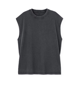 Camiseta sin mangas de algodón lavado para hombre, cuello redondo, color liso, chaleco informal de punto, varios colores, transpirable, para verano - Product Image 5