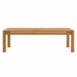 Table à manger rectangulaire contemporaine en teck massif, écologique, avec plateau fendu et pieds carrés, 10 places - Product Image 1