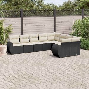 Conjunto de Sofás de Jardín en Blanco Crema y Negro - Product Image 1
