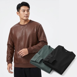 Sudadera de punto para hombre, cuello redondo, corte regular, color liso, 100% algodón polar, antiencogimiento, para uso casual de otoño - Product Image 5