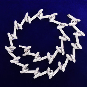 Collier de fête unisexe personnalisé style rappeur hip-hop en argent sterling, chaîne à maillons, design fil barbelé, entièrement serti de moissanite VVS1 - Product Image 5