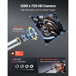 Endoscopio Industriale con Schermo IPS HD da 4,3 Pollici, Zoom 8X, Telecamera Boroscopica Articolata Bidirezionale, Impermeabile IP67 - Product Image 4