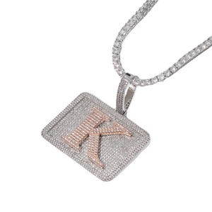 Colgante Rectangular con Letra Grabada Personalizable (1-8 Letras) Joyería Hip Hop - Product Image 5