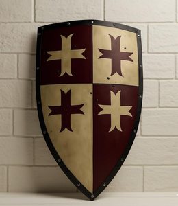 Bouclier chauffant de croisé médiéval |   Croix templière, bouclier de chevalier |   Acier et bois faits à la main - Product Image 2
