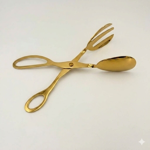 Pince à glaçons tendance en acier inoxydable avec finition dorée pour bar, fête et maison – Pince à viande, pain et dessert en métal pour barbecue - Product Image 1
