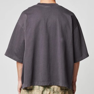 <b>Men's</b> Oversized Solid Color O-Neck Short Sleeve T-Shirt Casual Knitted Cotton Top Regular Fit Plain Dyed Design - Product Image 4