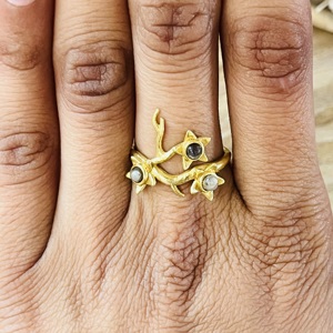 Anillo de latón con diseño de rama de árbol y estrella, favorito de los compradores, chapado en oro con labradorita, estilo bohemio, anillo llamativo, venta al por mayor - Product Image 6