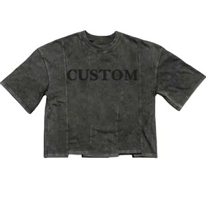 New 2025 <b>Drop</b> Shoulder Oversized Distressed <b>Acid</b> Washed Boxy Fit T-shirt Hip Hop Patchwork Mens t Shirts - Product Image 3