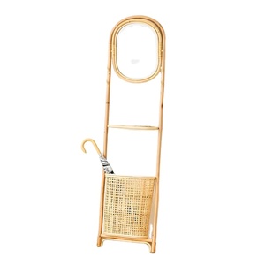 Miroir ovale de plancher de décor à la maison traditionnel en gros avec le support de panier de rotin pour n'importe quelle pièce-artisanat de Viettime - Product Image 1