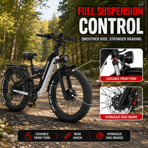 Vélo électrique à pneus larges V9 52V 9000W de puissance maximale, 30Ah, suspension intégrale, 26x4.0, <span class=keywords><strong>tout</strong></span>-terrain - Product Image 3