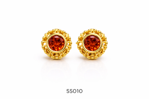 Elegantes pendientes con gemas moradas de corte ovalado y chapado en oro – Joyería de moda ligera - Product Image 3
