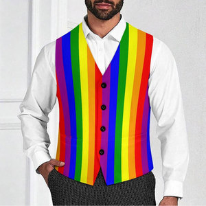 Chaleco Escocés Tradicional para Hombre, Estilo Kilt, con Rayas Arcoíris, Chaleco Colorido con Rayas Verticales - Product Image 1