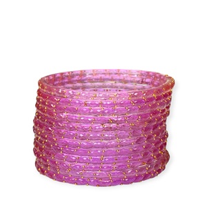 Hot Pick Designer Lavender Gold Plated Trendy Kashmiri Raindrop Glass Pearl <b>Bangles</b> Bridal & Festival Wear at Wholesale Price - Product Image 2