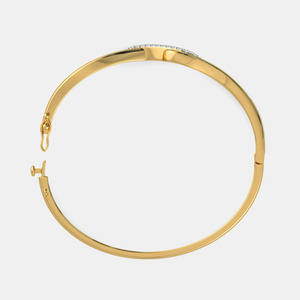 Brazalete Abierto de Oro con Diamantes en Forma de Ola - Product Image 2