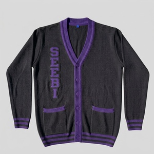 New Custom Chenille Embroidery Anti-Wrinkle Winter Women's Cardigan Greek Letterman Sorority Fraternity Varsity Premium Front - Product Image 6