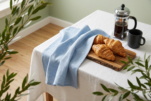 <b>Blue</b> Cotton Flour Sack Kitchen <b>Towel</b> Quick Dry Embroidered Tea <b>Towel</b> Disposable Eco-Friendly Solid Color Absorbent Cloth for - Product Image 2