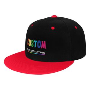 หมวกแก๊ปแบบ snapback 6 แผง สีดำ ปีกแดง ปรับขนาดได้ ใส่ได้ทั้งชายหญิง สไตล์สตรีท ผ้าแคนวาส  โลโก้ตัวอักษรสีรุ้งที่แผงด้านหน้า - Product Image 2
