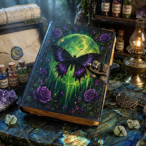 Personalized Luna Moth Leather Journal <b>with</b> <b>Lock</b> Gothic Butterfly <b>Notebook</b> Vintage Writing Diary Handmade Gift - Product Image 6