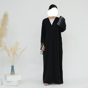 Mexizo Dubai Custom Modest Rhinestone Abaya Women Muslim <b>Dress</b> Traditional <b>Eid</b> Dubai Modest One Piece Luxury Beads Sleeve Abaya - Product Image 5