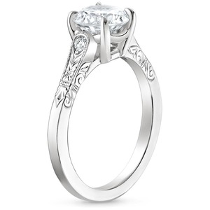 Anillo de Compromiso de Oro Blanco de 14K con Diamante Cultivado en Laboratorio de 1.75 CT, Corte Redondo, Diseño de Filigrana Grabada en el Hombro, para Mujer - Product Image 4