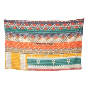 Kantha <b>Quilt</b> Indian Vintage <b>Throw</b> Hand Block Print Antique Vintage Kantha Cotton Blank Indian Reversible Hand Stitched Heavy - Product Image 6