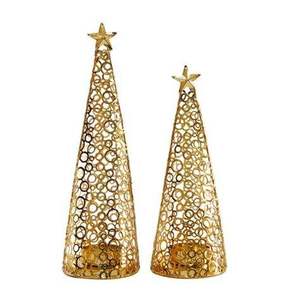 Golden Metal Tree Candle Holders with Star <b>Top</b> Luxury Christmas Decorative Tealight Stands for Indoor Tabletop christmas decor - Product Image 1