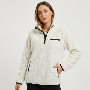 Sudadera de Forro Polar Blanco para Hombre, Cuello Medio con Cierre, Corte Regular, Color Sólido, Cortavientos, Chaqueta Casual de Invierno - Product Image 6