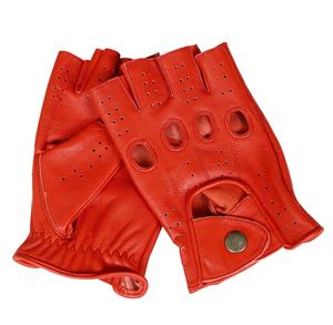 Guantes de cuero de medio Dedo de piel de oveja de primera calidad unisex invierno transpirable casual uso al aire libre OEM personalizado disponible para uso diario - Product Image 5