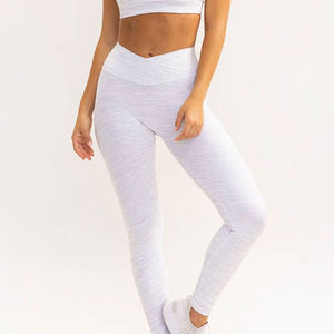 Últimos Leggings Oat Marl con Cintura Alta Plegable y Espalda en Forma de V, Leggings Deportivos de Moda para Gimnasio para Mujer - Product Image 6