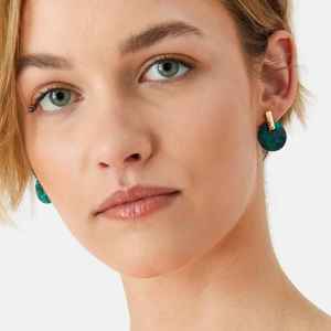 Emerald <b>Resin</b> Disc Stud Earrings Modern Drop Earrings Handmade Round Earrings Gold Accent Jewelry for Women <b>Resin</b> <b>Crafts</b> - Product Image 4