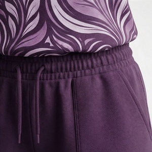 Conjunto de 2 Piezas para Mujer, Camiseta de Manga Corta y Pantalones Cortos por Encima de la Rodilla, Estampado Floral, Ropa Casual, Traje de Poliéster Tejido - Product Image 5